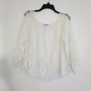 1970'S SEPARATE THOUGHTS BY NARDIS WHITE LACE TOP AND SKIRT WORN ONCE
